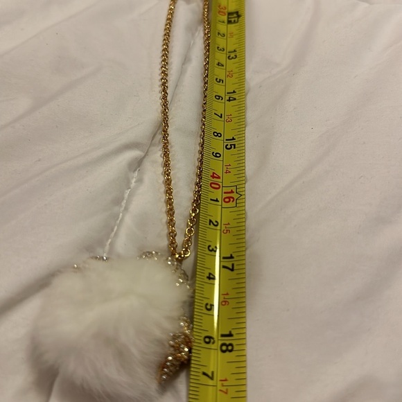 Kate Spade Bright Owl Rhinestone Pendant Long gold tone faux fur Necklace - Picture 7 of 7